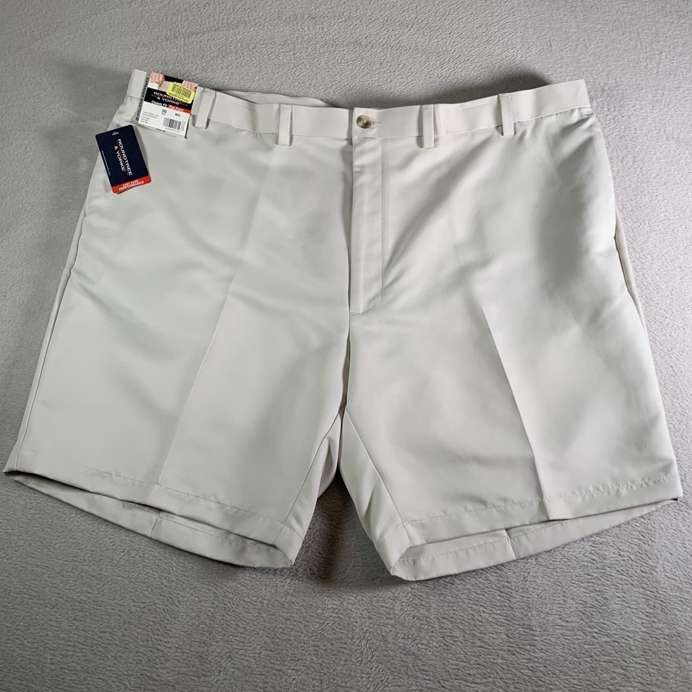 Roundtree & Yorke Shorts Mens 50 Beige Big & Tall Flat Front Easy Care NEW